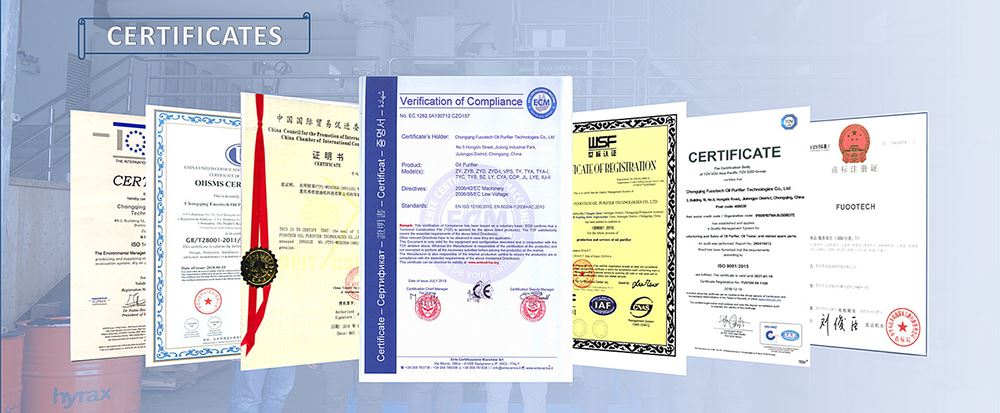 product-1-1 FUOOTECH Portable Press Oil Filter Machine certificate